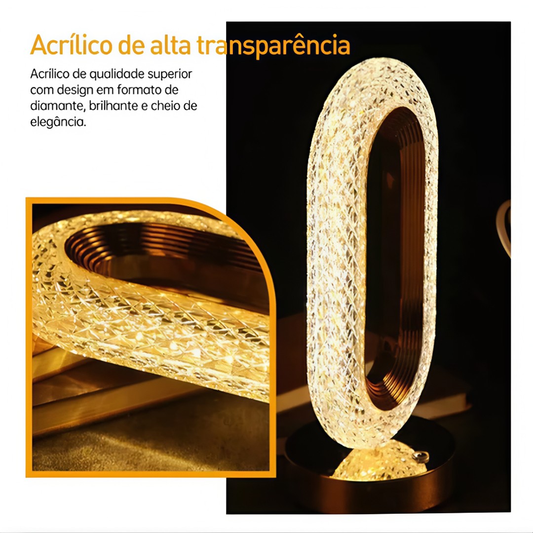 💎 Luminária Touch CristalLux™ – Ilumine Seu Espaço com Elegância e Sofisticação - Caulog Store