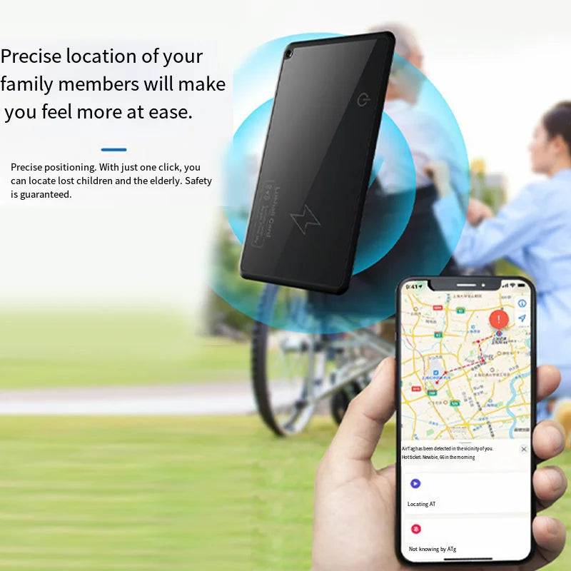 Cartão rastreador de carteira com carregamento sem fio, localização GPS, localizador inteligente para iPhone e dispositivos Apple, encontre meu Airtag GPS. - Caulog Store