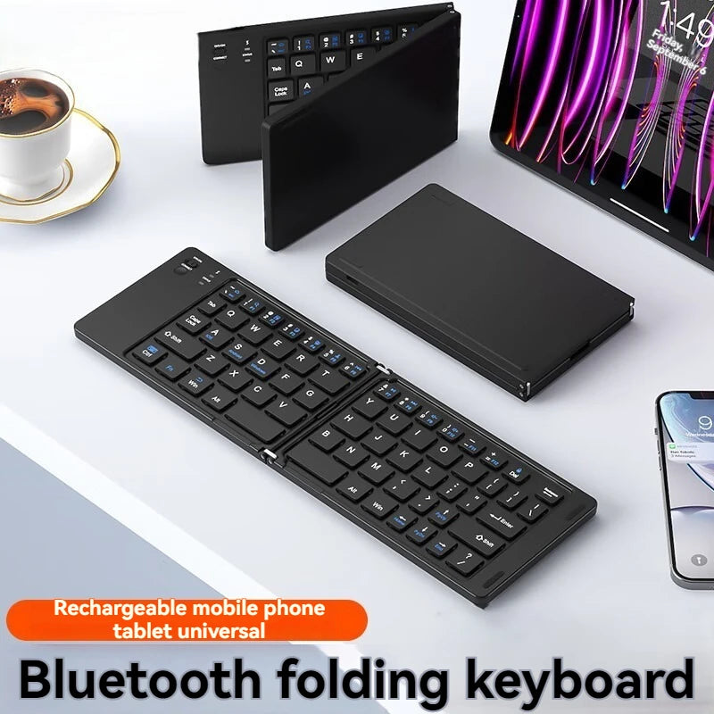 Mini teclado dobrável sem fio, fino, portátil, Bluetooth, recarregável, compatível com iOS, Windows, Android e iPad. - Caulog Store