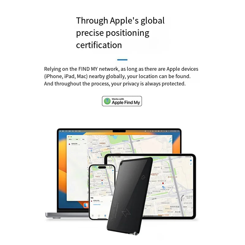 Cartão rastreador de carteira com carregamento sem fio, localização GPS, localizador inteligente para iPhone e dispositivos Apple, encontre meu Airtag GPS. - Caulog Store