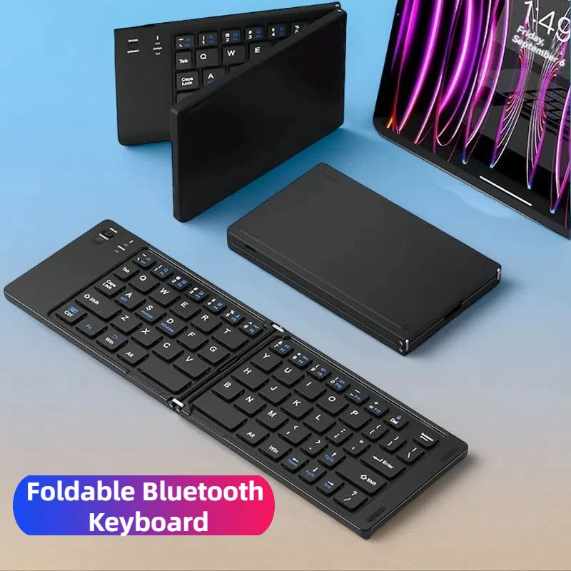 Mini teclado dobrável sem fio, fino, portátil, Bluetooth, recarregável, compatível com iOS, Windows, Android e iPad. - Caulog Store