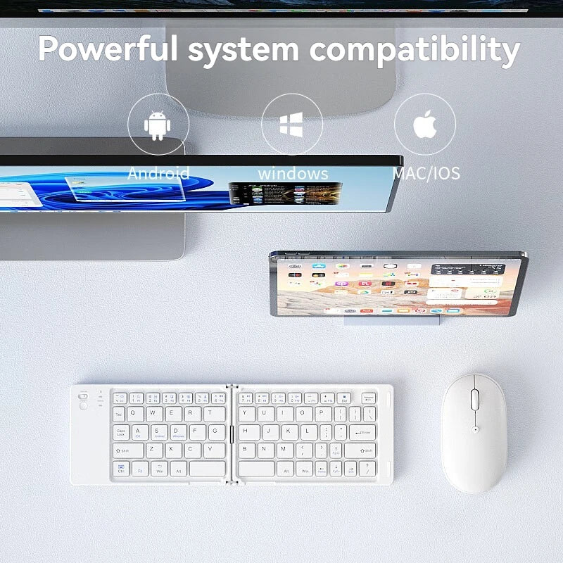 Mini teclado dobrável sem fio, fino, portátil, Bluetooth, recarregável, compatível com iOS, Windows, Android e iPad. - Caulog Store