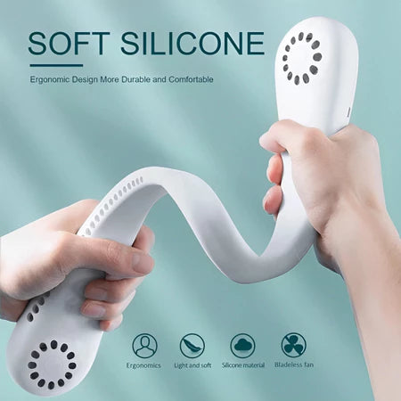 Ventilador De Pescoço Portátil Recarregável USB Para Dormitório Estudantil Display Ajustável Silencioso De 5 Velocidades - Caulog Store