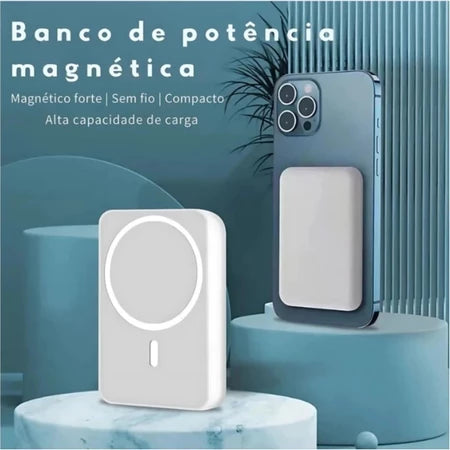 Carregador Portátil Indução para iPhone/Android Magsafe Sem fio Bateria Carga 5000mAH/10000mah - Caulog Store