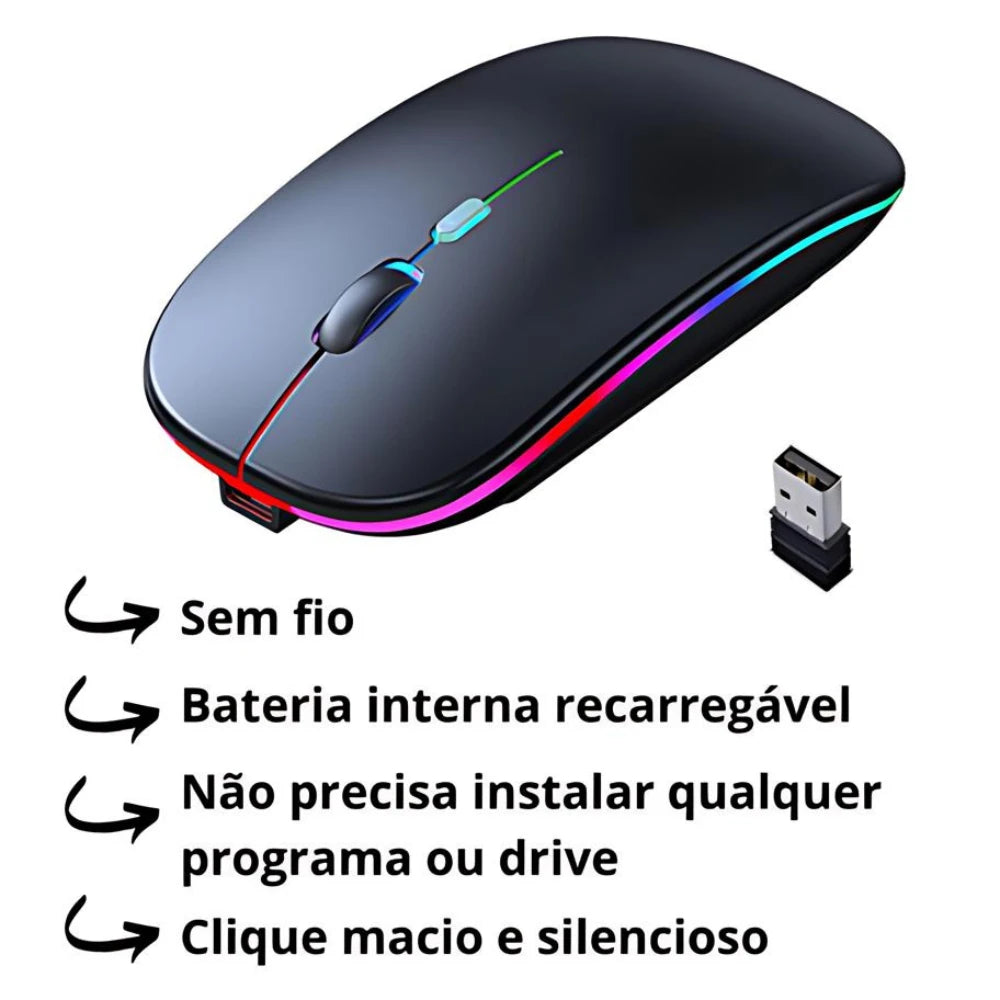 Mouse Sem Fio Luminoso - Caulog Store