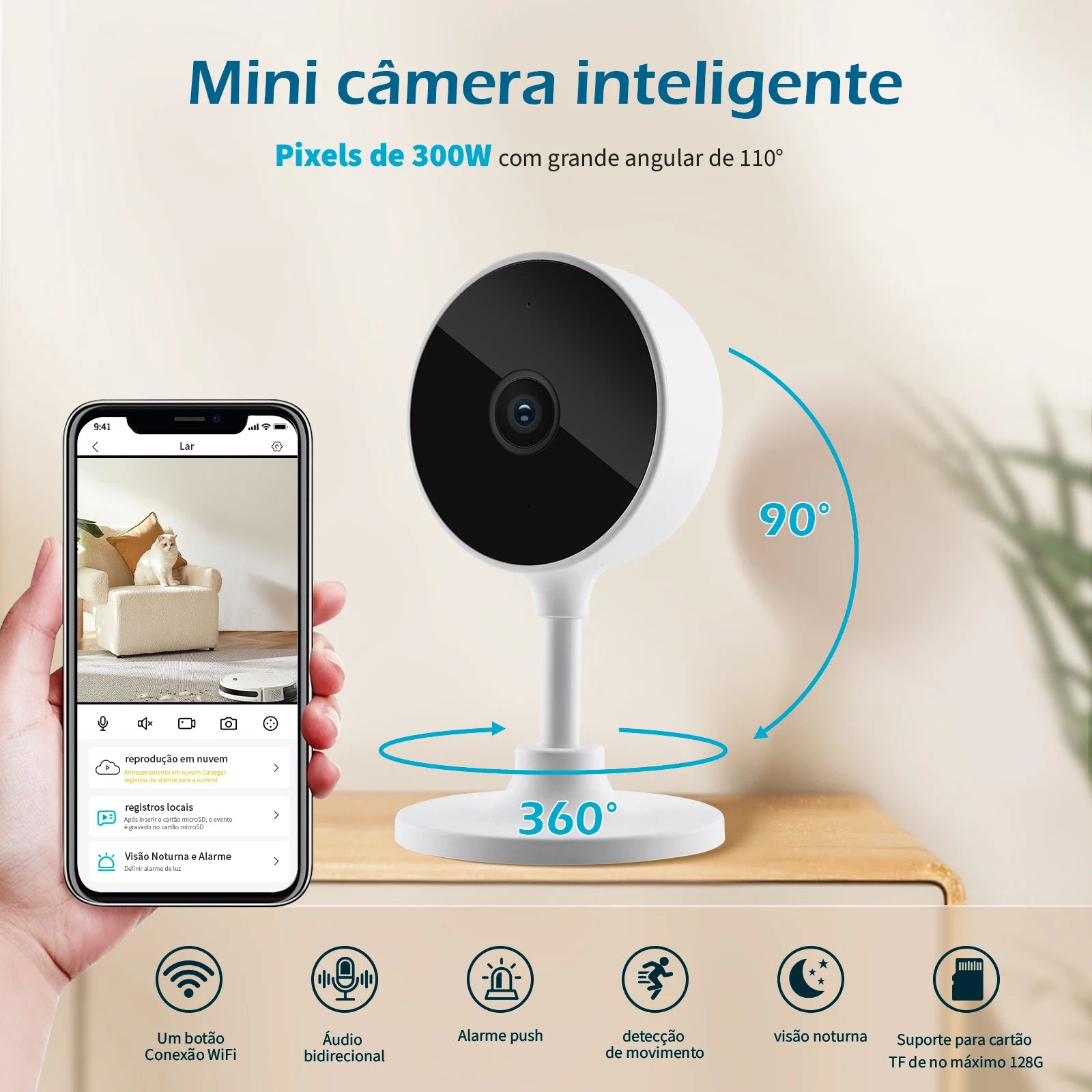 Câmera Segura Inteligente WiFi - Caulog Store