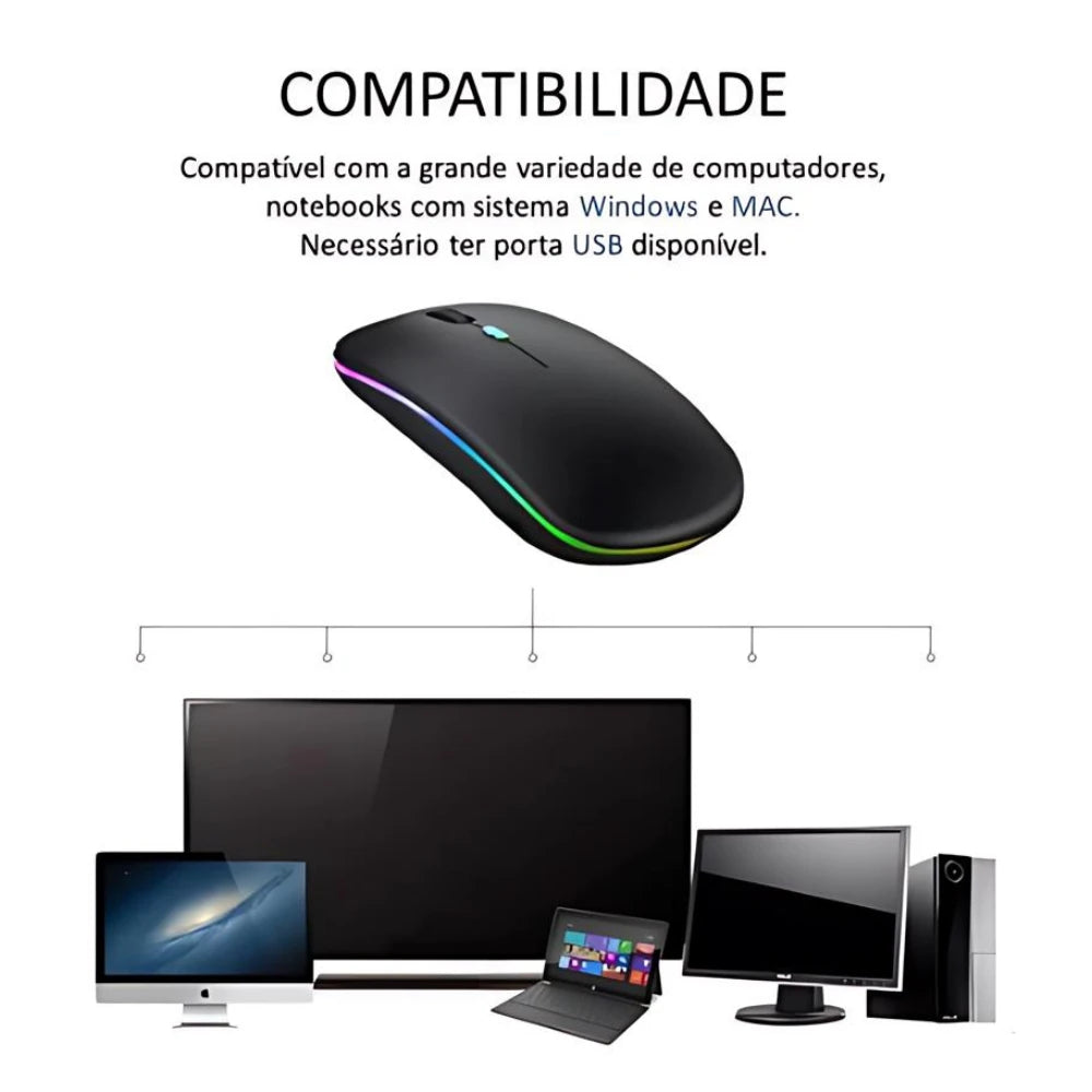 Mouse Sem Fio Luminoso - Caulog Store