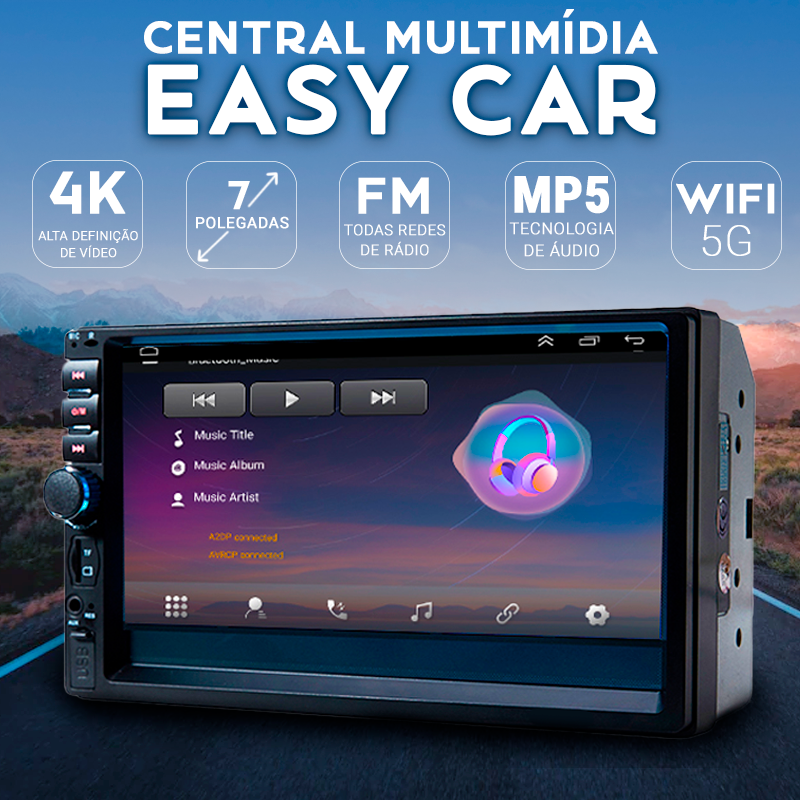 Central Multimídia Universal 7 Polegadas Wifi Gps Mp5 Bluetooth - EasyCar - Caulog Store