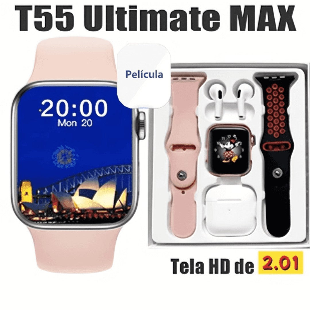 ⌚ T55 Pro Max™ – Smartwatch + Fones Bluetooth 🎧 - Caulog Store
