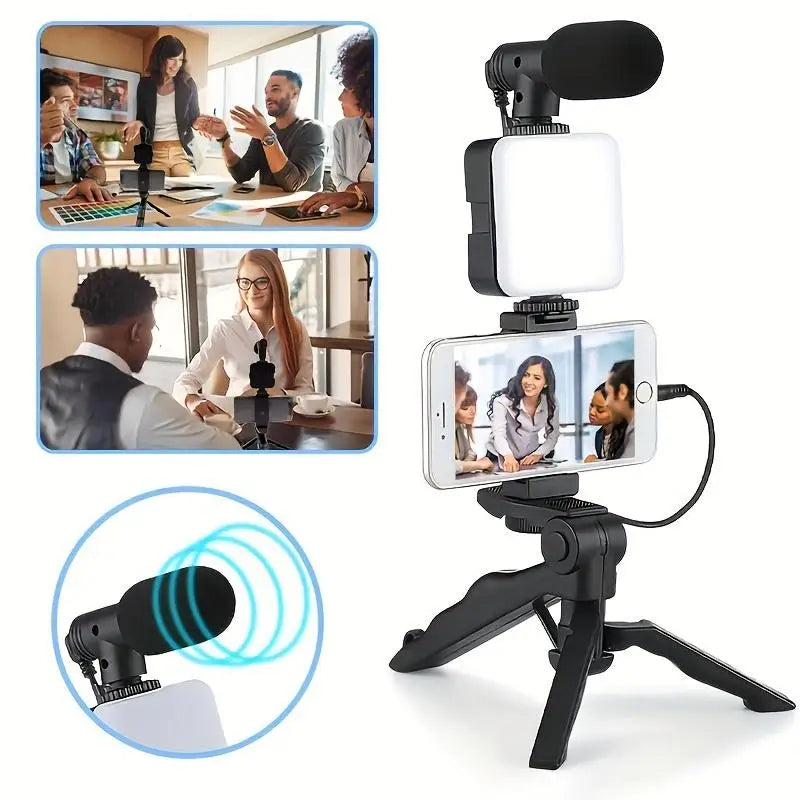 ProMaster™ Mobile Studio – Kit de Vídeo Profissional para Smartphone | Gimbal, Estabilizador e Luz LED 🎥📱 - Caulog Store