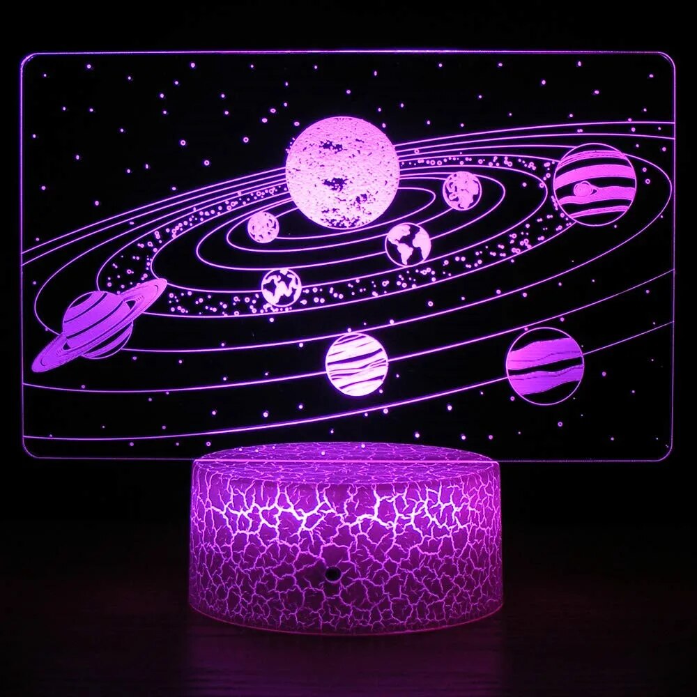 Sistema solar 3d ilusão óptica, lâmpada universo, espaço galáxia, luz noturna para crianças, presentes para aniversários. - Caulog Store