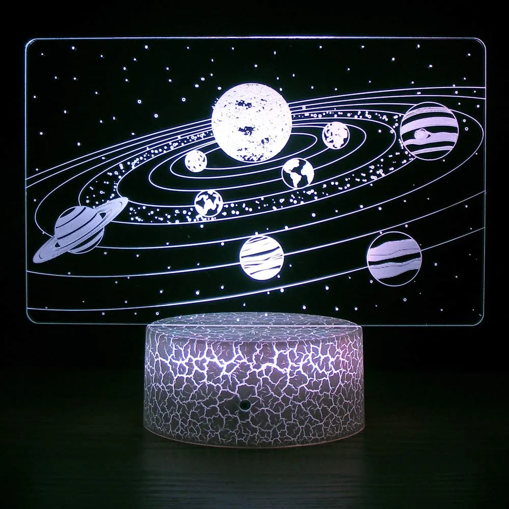 Sistema solar 3d ilusão óptica, lâmpada universo, espaço galáxia, luz noturna para crianças, presentes para aniversários. - Caulog Store