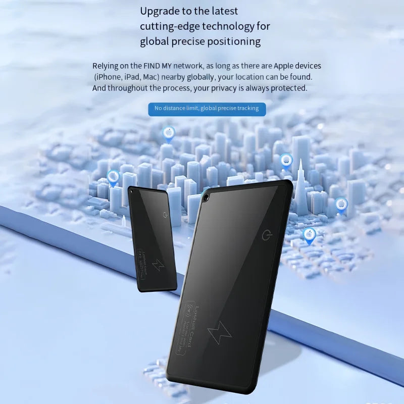 Cartão rastreador de carteira com carregamento sem fio, localização GPS, localizador inteligente para iPhone e dispositivos Apple, encontre meu Airtag GPS. - Caulog Store