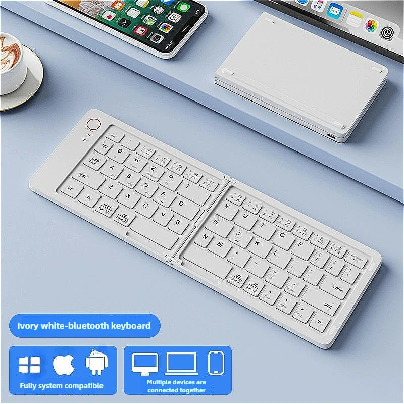 Mini teclado dobrável sem fio, fino, portátil, Bluetooth, recarregável, compatível com iOS, Windows, Android e iPad. - Caulog Store