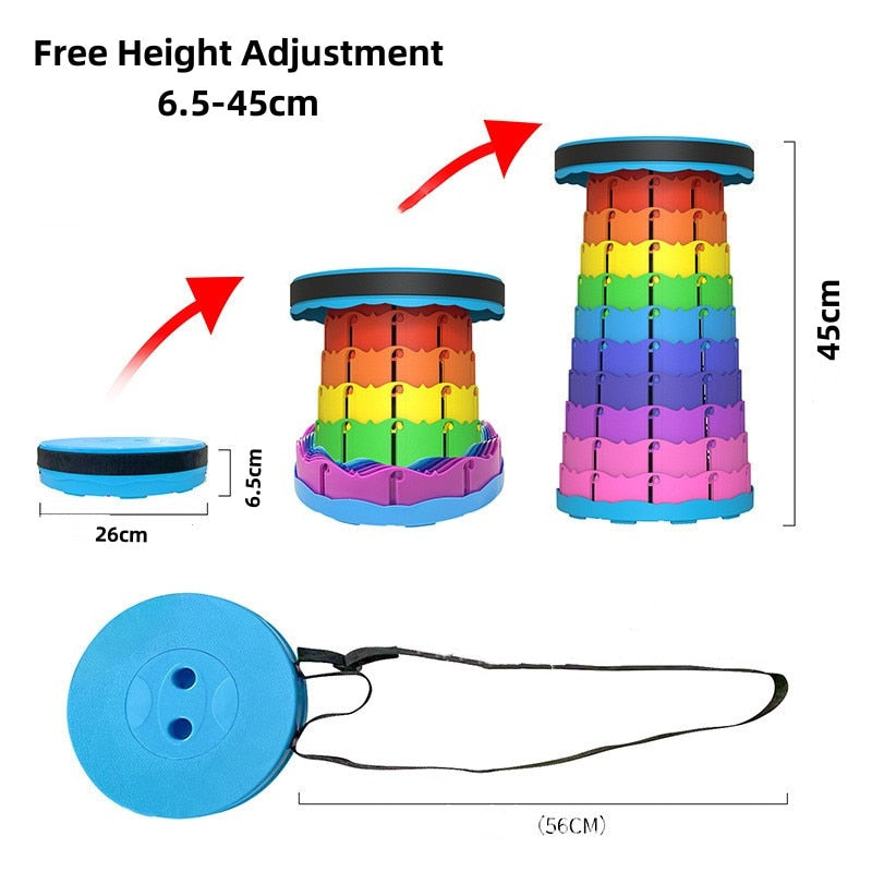 Cadeira telescópica dobrável portátil, leve, plástico, para viagem, metrô, fila, acampamento ao ar livre, pesca, com transporte, dobrável, mar. - Caulog Store