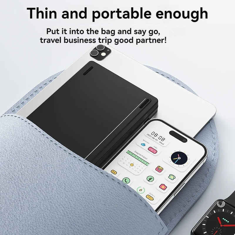 Mini teclado dobrável sem fio, fino, portátil, Bluetooth, recarregável, compatível com iOS, Windows, Android e iPad. - Caulog Store