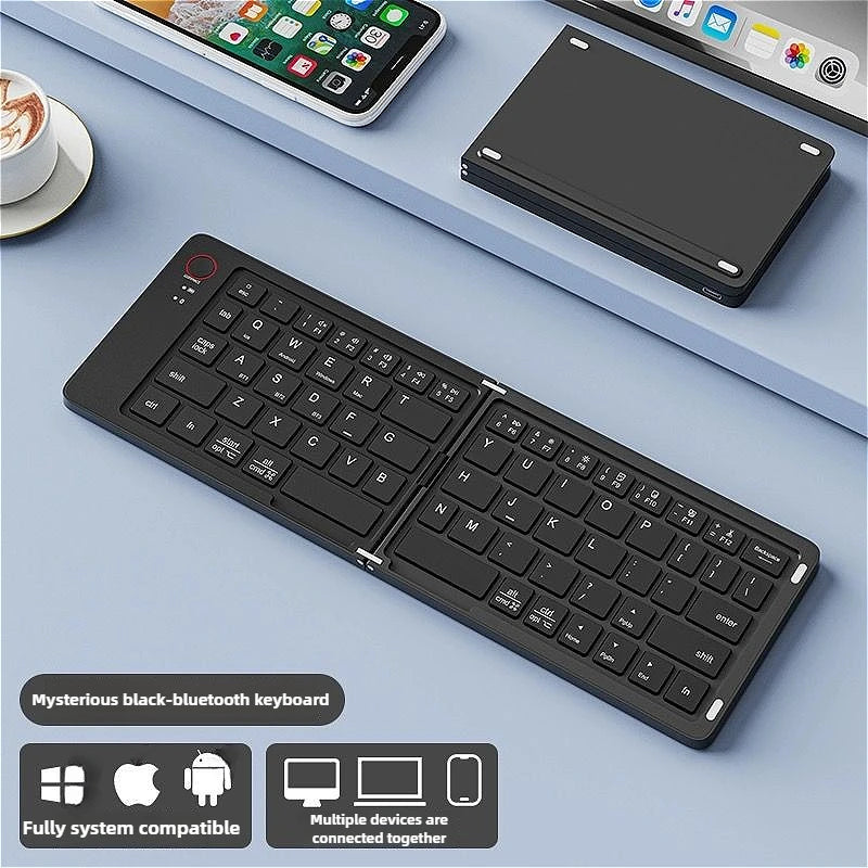 Mini teclado dobrável sem fio, fino, portátil, Bluetooth, recarregável, compatível com iOS, Windows, Android e iPad. - Caulog Store