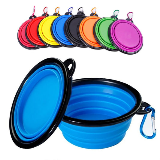 Tigela de silicone dobrável para animais de estimação, recipiente portátil para comida de cachorro, alimentador dobrável para acampamento ao ar livre, acessórios para cães (350ml/1000ml) - Caulog Store