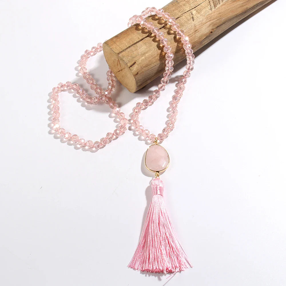 Colar Japamala Boho Cristal e Tassel