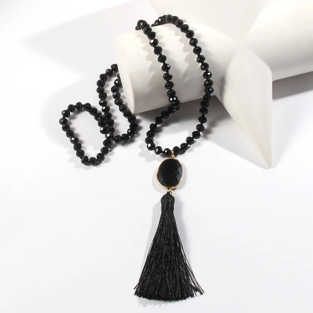 Colar Japamala Boho Cristal e Tassel