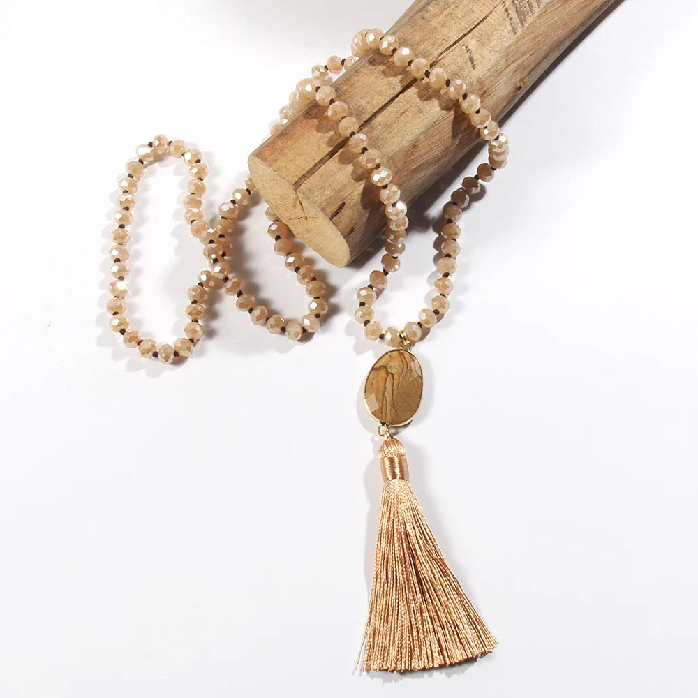 Colar Japamala Boho Cristal e Tassel