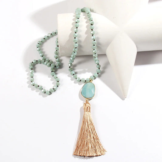 Colar Japamala Boho Cristal e Tassel