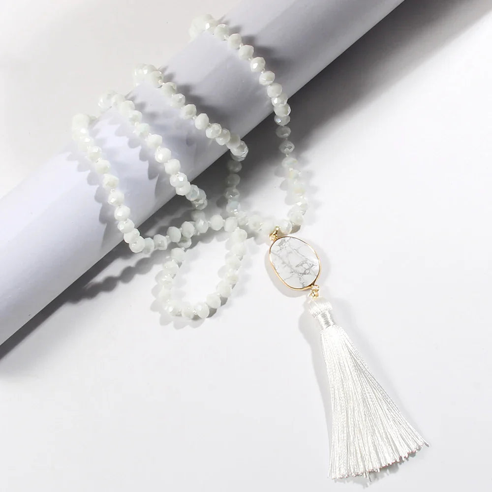 Colar Japamala Boho Cristal e Tassel