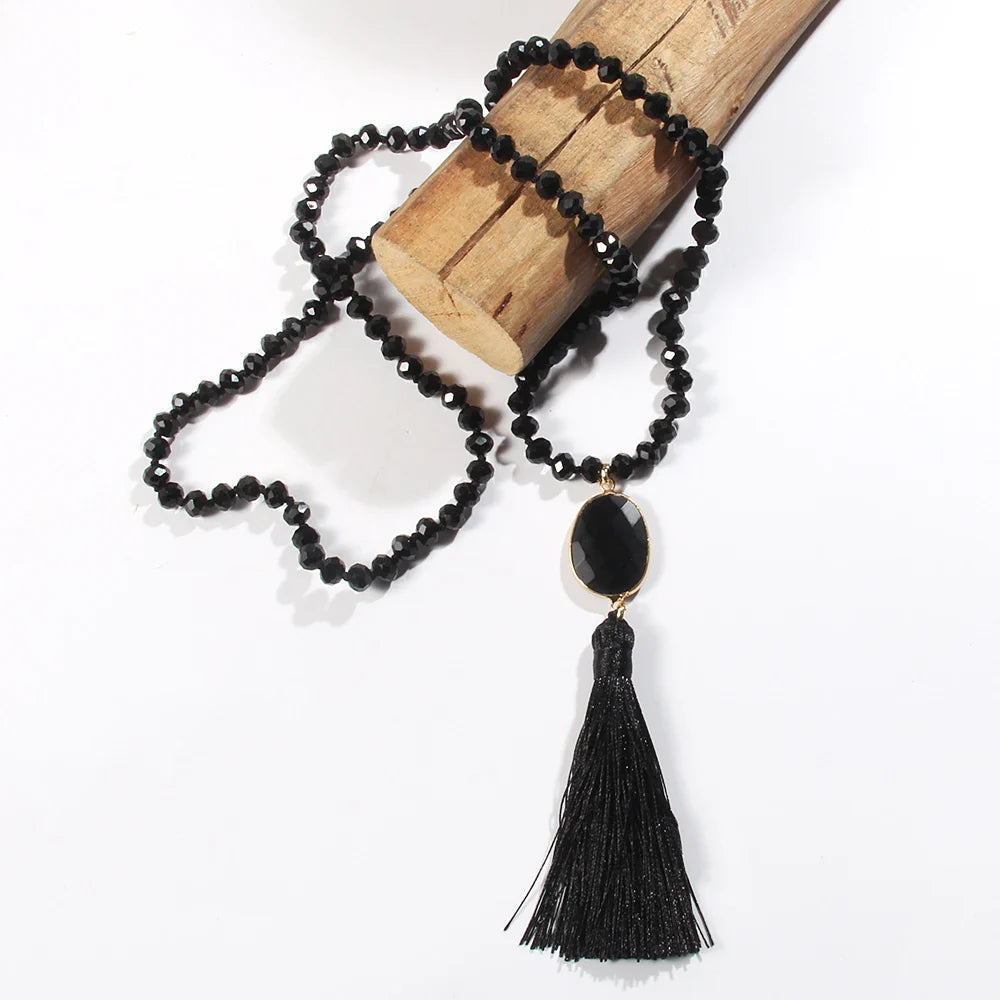 Colar Japamala Boho Cristal e Tassel