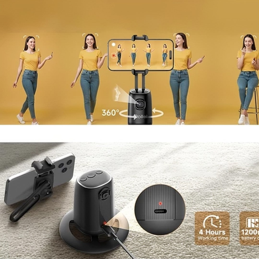 🎥 SmartTrack 360™ – Tripé Gimbal Inteligente com Rastreamento Facial Automático e Rotação 360°